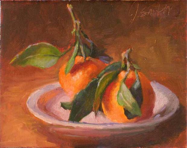 Oranges, 8x6", oil on panel by Jeffrey Smith